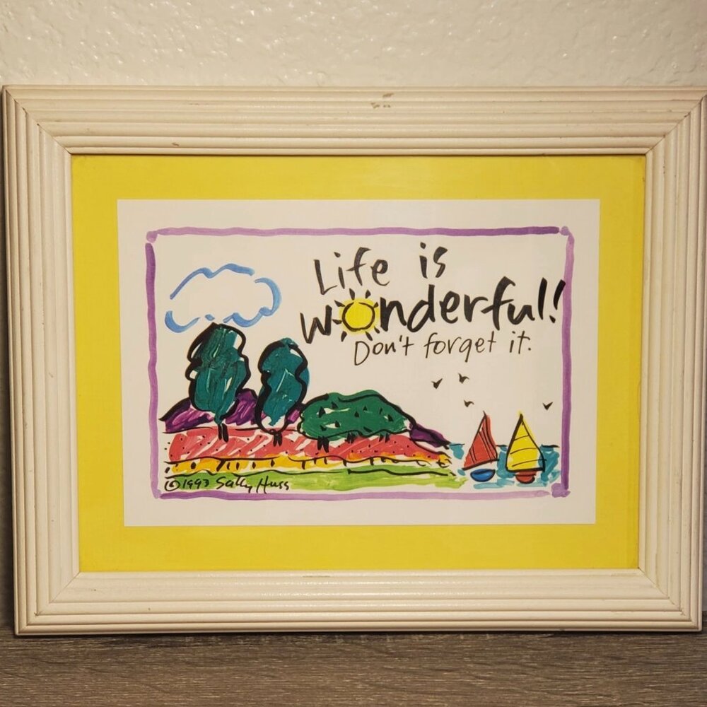 Sally Huss Original Harbor Scene Framed 1993 -    LIFE I